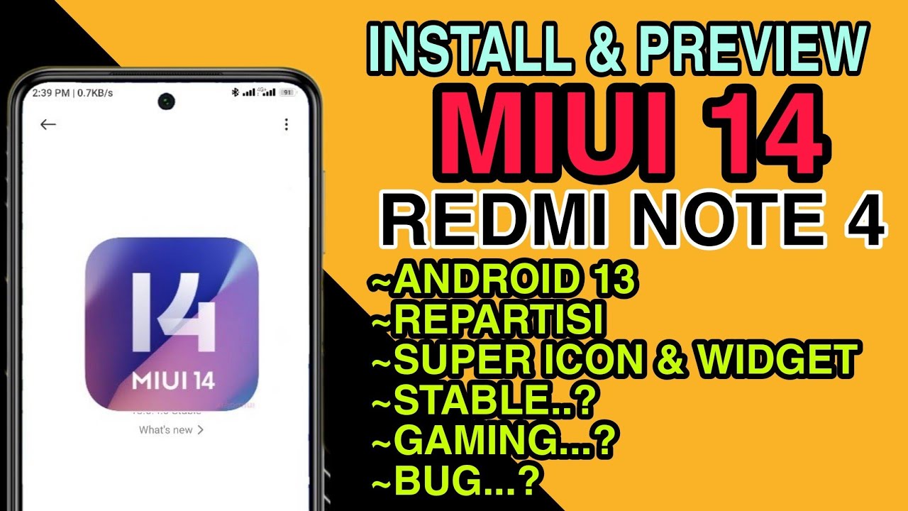 Install & Priview MIUI 14 On Redmi Note 4| Android 13 | How To Repartiton |  Full Installation Guide