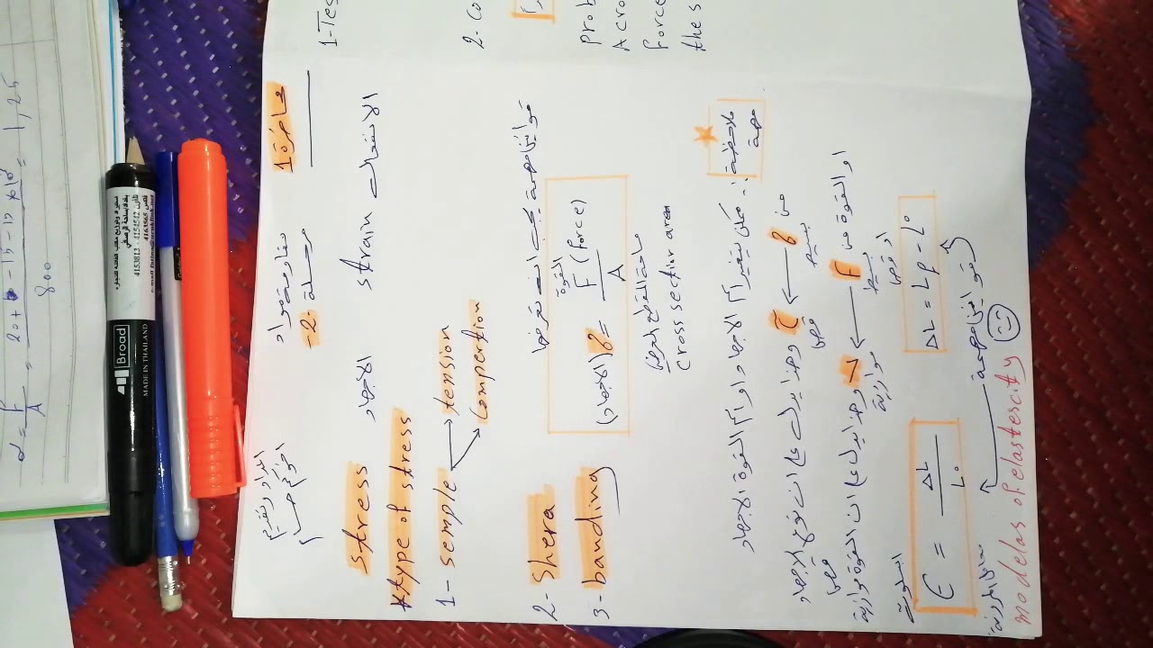 مقاومة مواد simple stress المحاضرة الأولى اهم محاضرة 😊