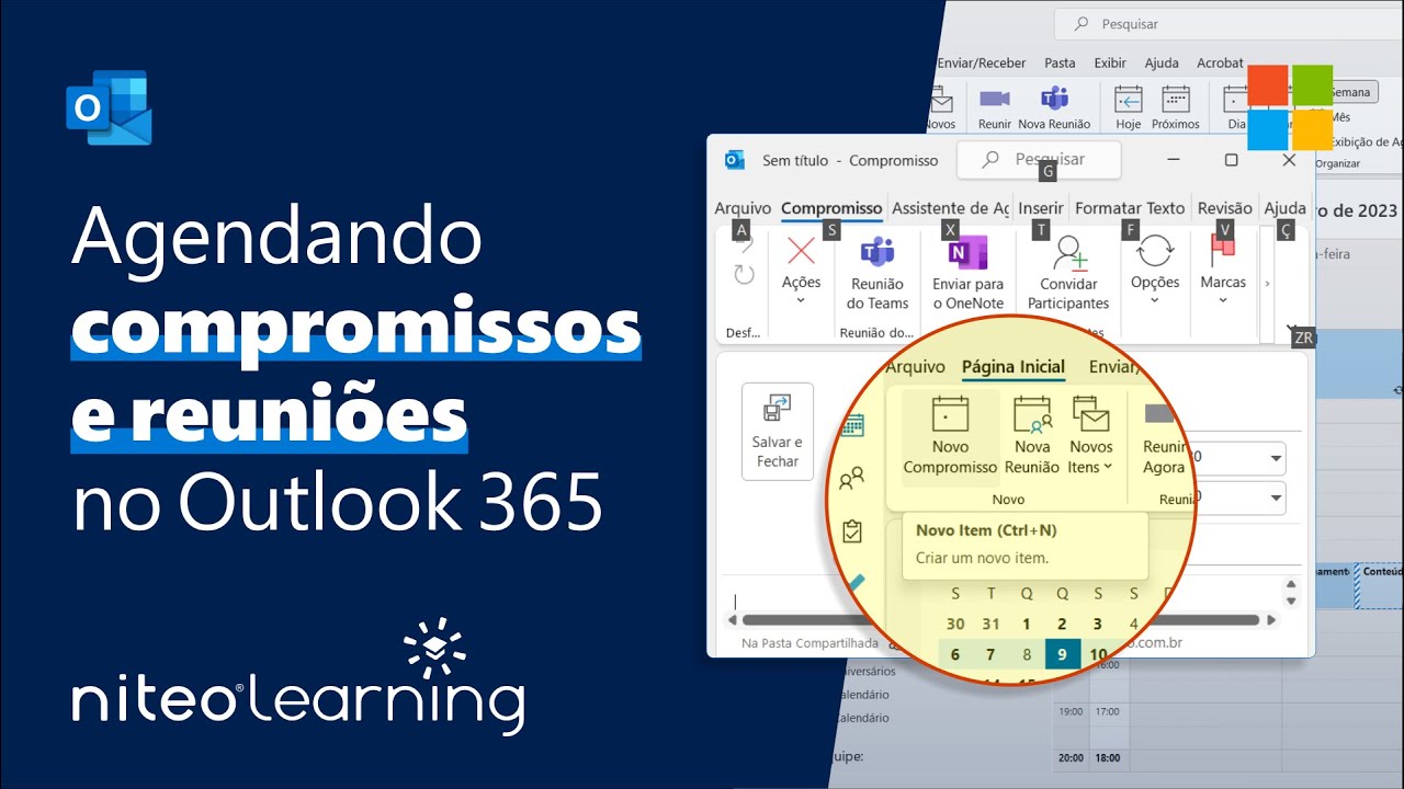 Como AGENDAR COMPROMISSOS e REUNI&Otilde;ES no OUTLOOK 365