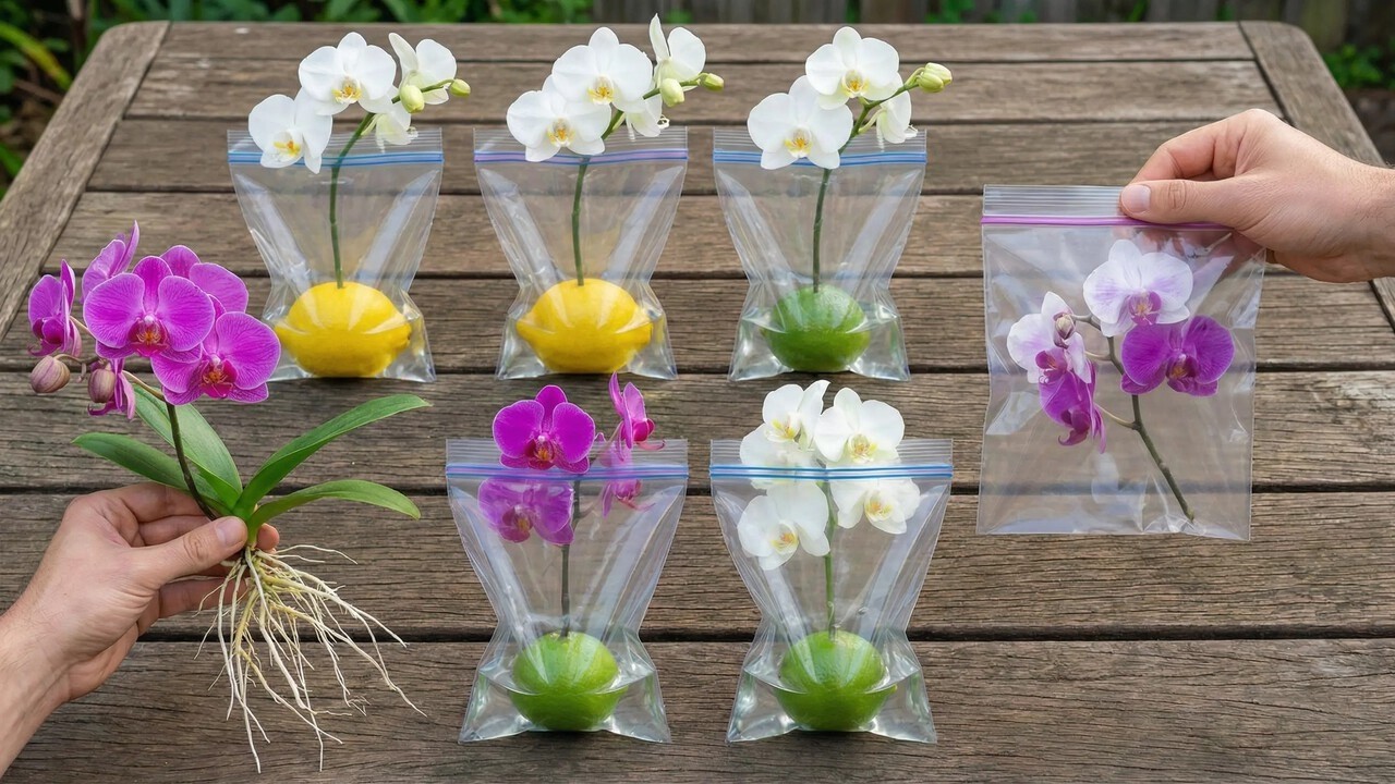 Insert an orchid stem into a lemon! A 