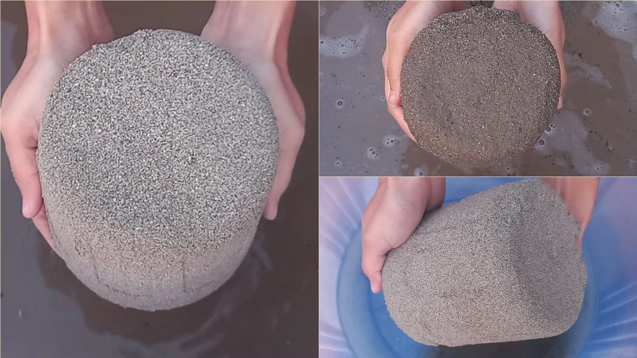 Asmr:💙Pure Sand Damp Soft Crispy Shapes Dipping and Crumbling In Water💦