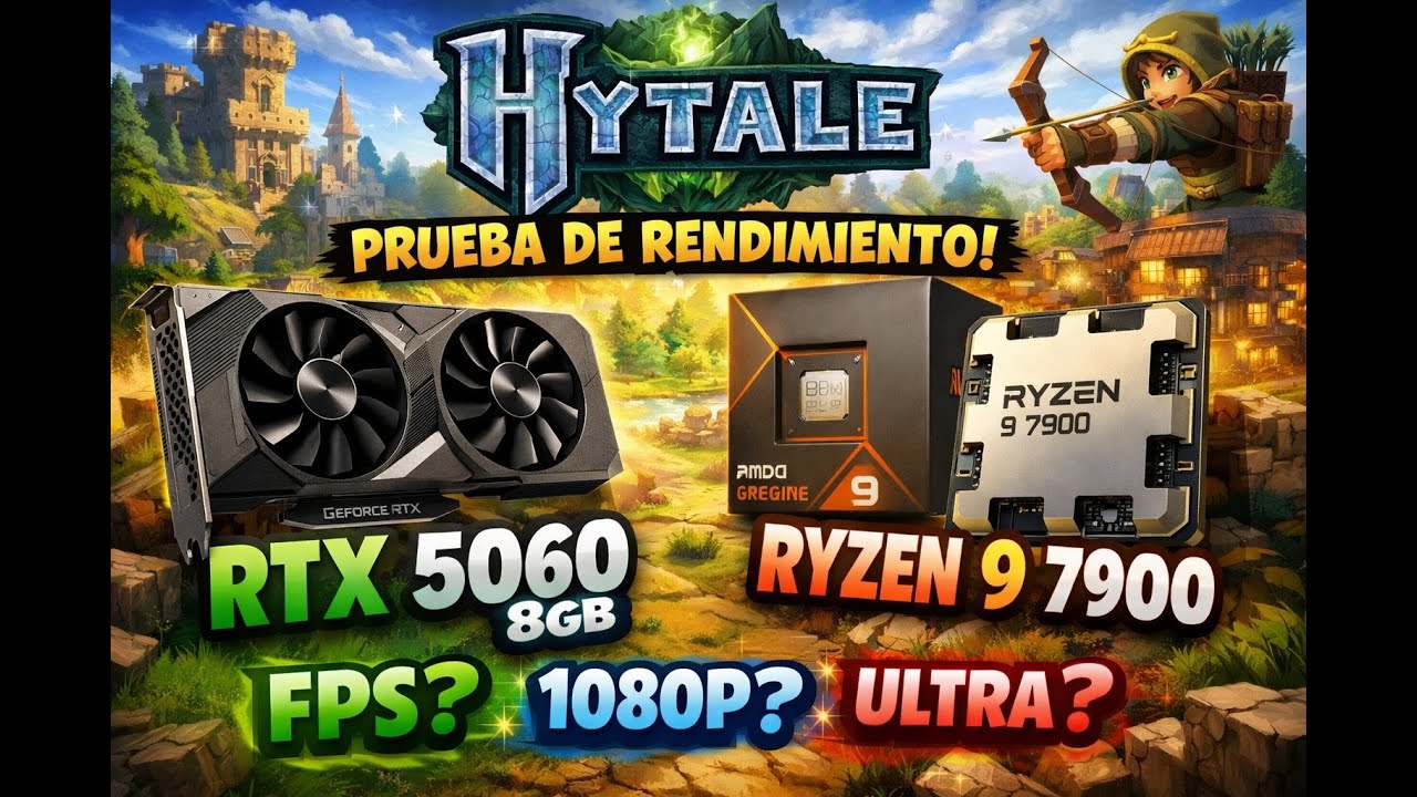 HYTALE Rendimiento RTX 5060 + Ryzen 9 7900 | Prueba de FPS
