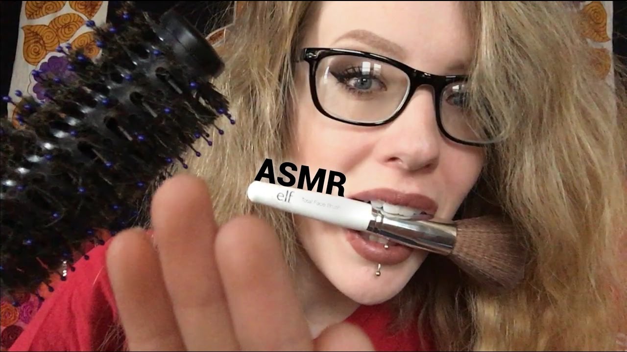 ASMR LOVING BITCHY BIG SISTER BABYSITS YOU (Hair Brushing, Face Brushing, Makeup On Both Of You)