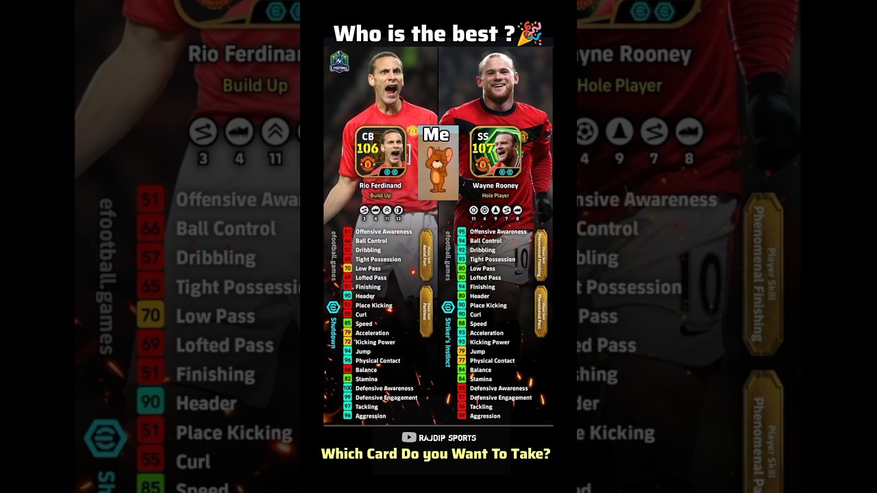 Rio Ferdinand & Wayne Rooney Best Training Card efootball 2026🎉 Best Card ?#efootball2025 #pess