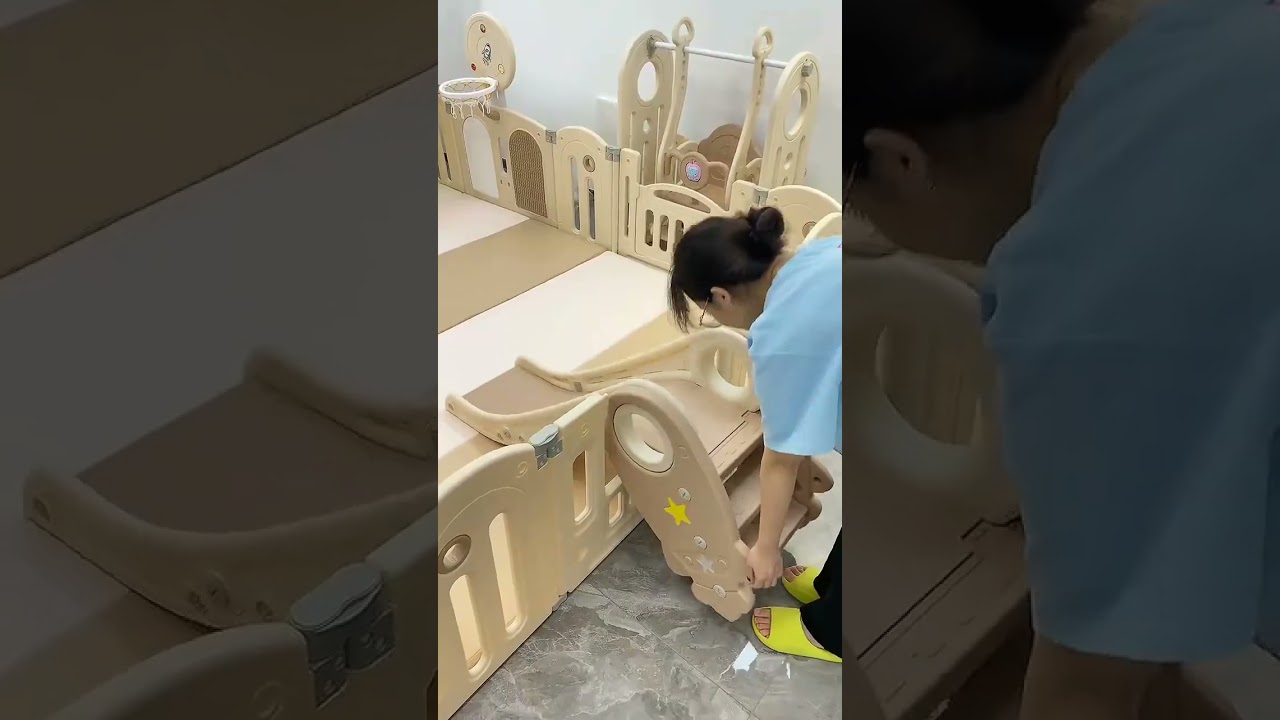 Foldable Baby Playpen with House | Star-Moon