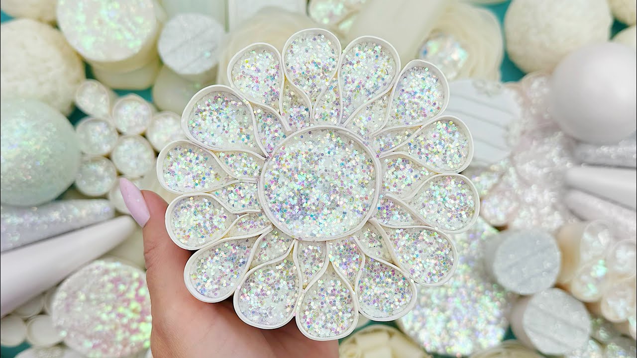 [ASMR]★Crushing★Cutting★and Crafting with Foamy Bubbles★Sparkling Glitter★Soft Starch★