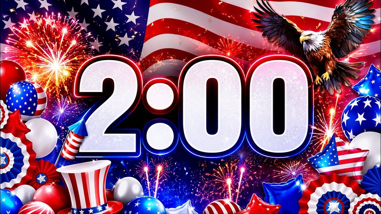 🇺🇸 2 Minute Timer ⏱️ | Fourth of July Countdown | Fireworks, BBQ & Alarm 🎆