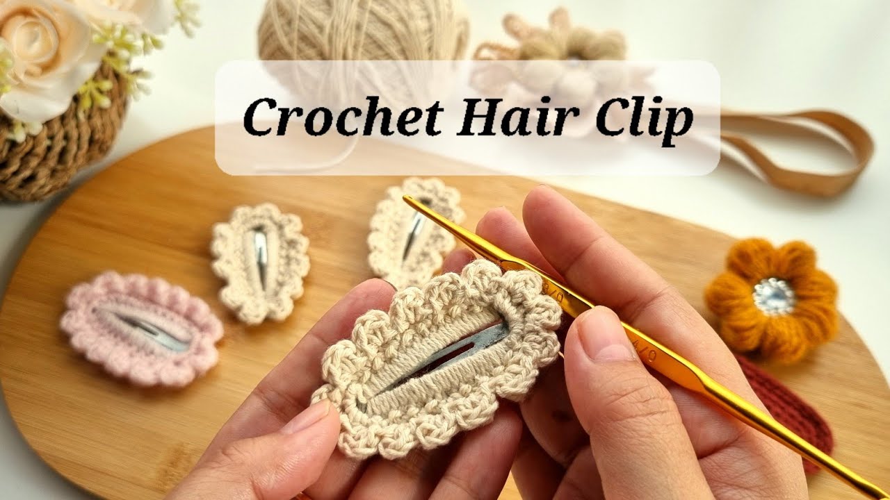 Merajut Hair Clip Motif Renda - How to Crochet Hair Clip