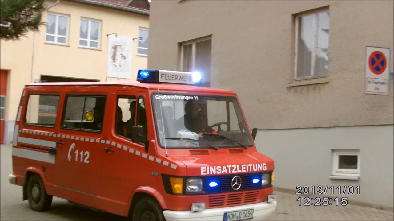 Alarmierung E57 Sirene + Ausrücken Einsatzleitwagen 1 FF Großwechsungen