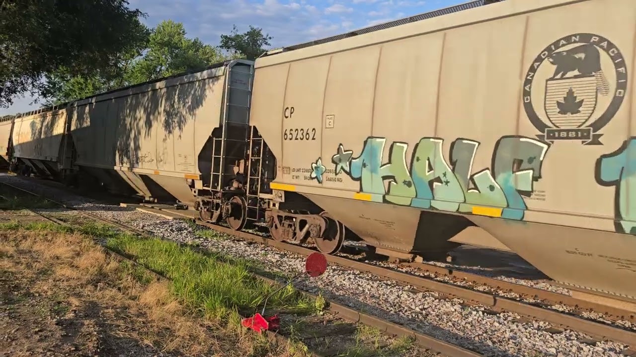2 Engine CP 8117 & 9783 train takes off. Gave Christian presents! Nicest crew EVER!! La Crescent, MN