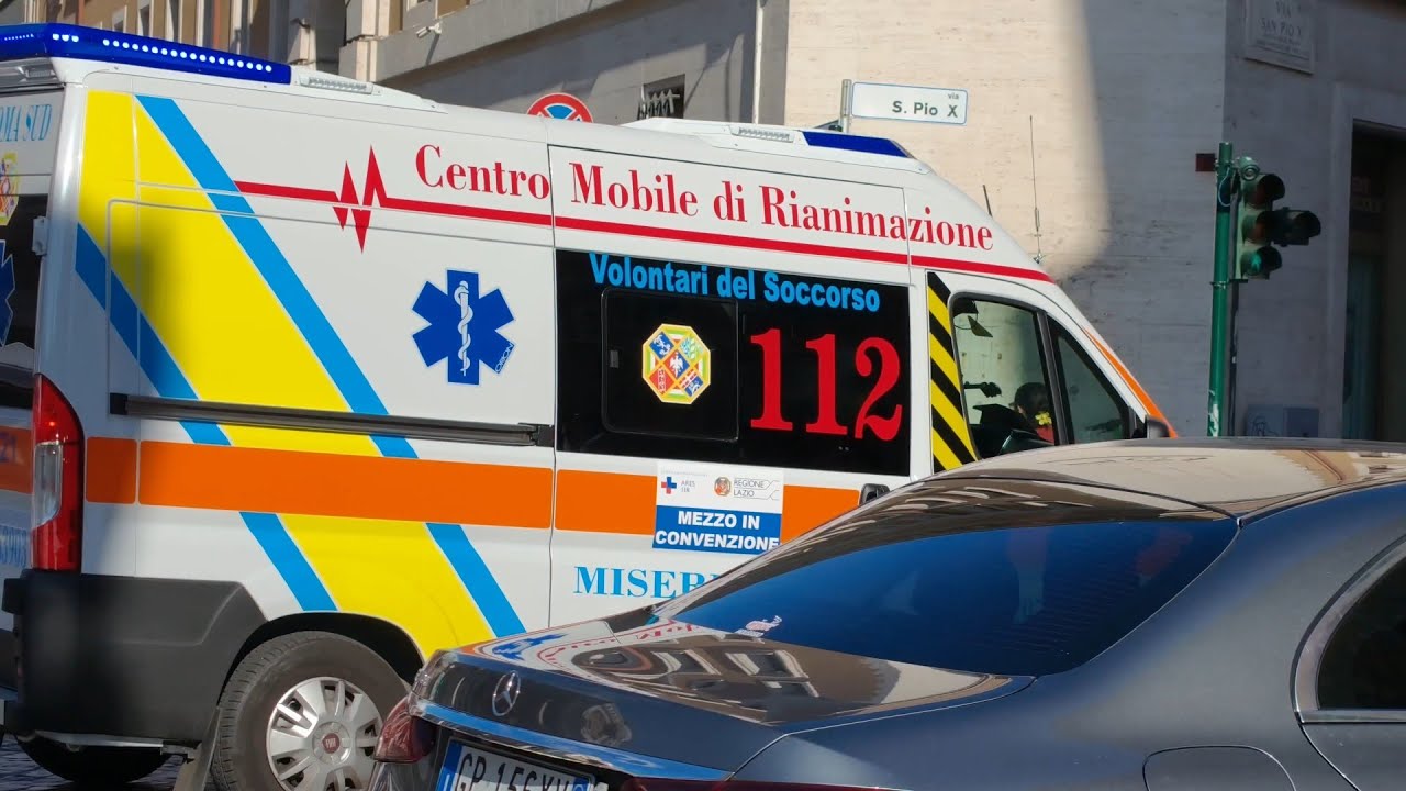 Ambulanza Misericordia Roma Sud in sirena