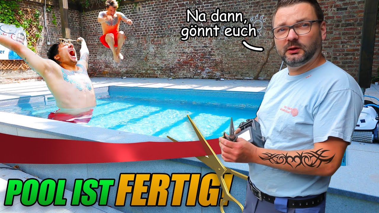 ENDLICH! Der erste SPRUNG in unseren POOL, wird feucht Freunde