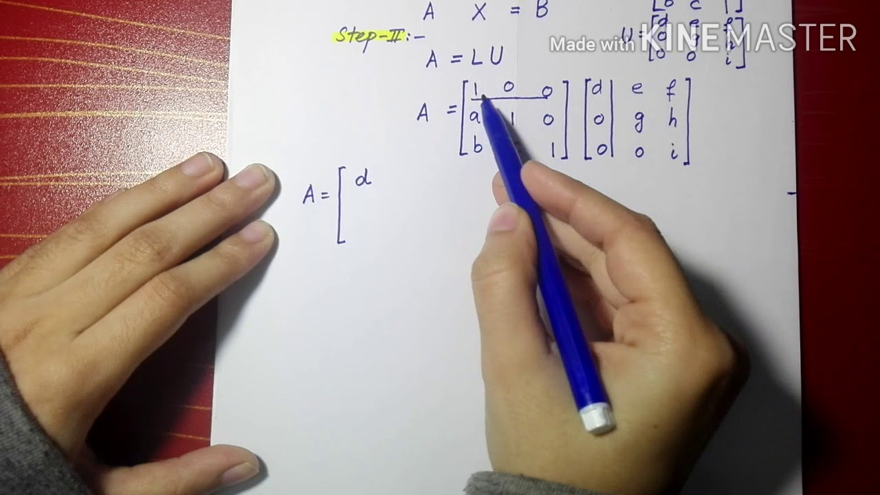 Doolittle method for solving system of three linear equations in Urdu/Hindi