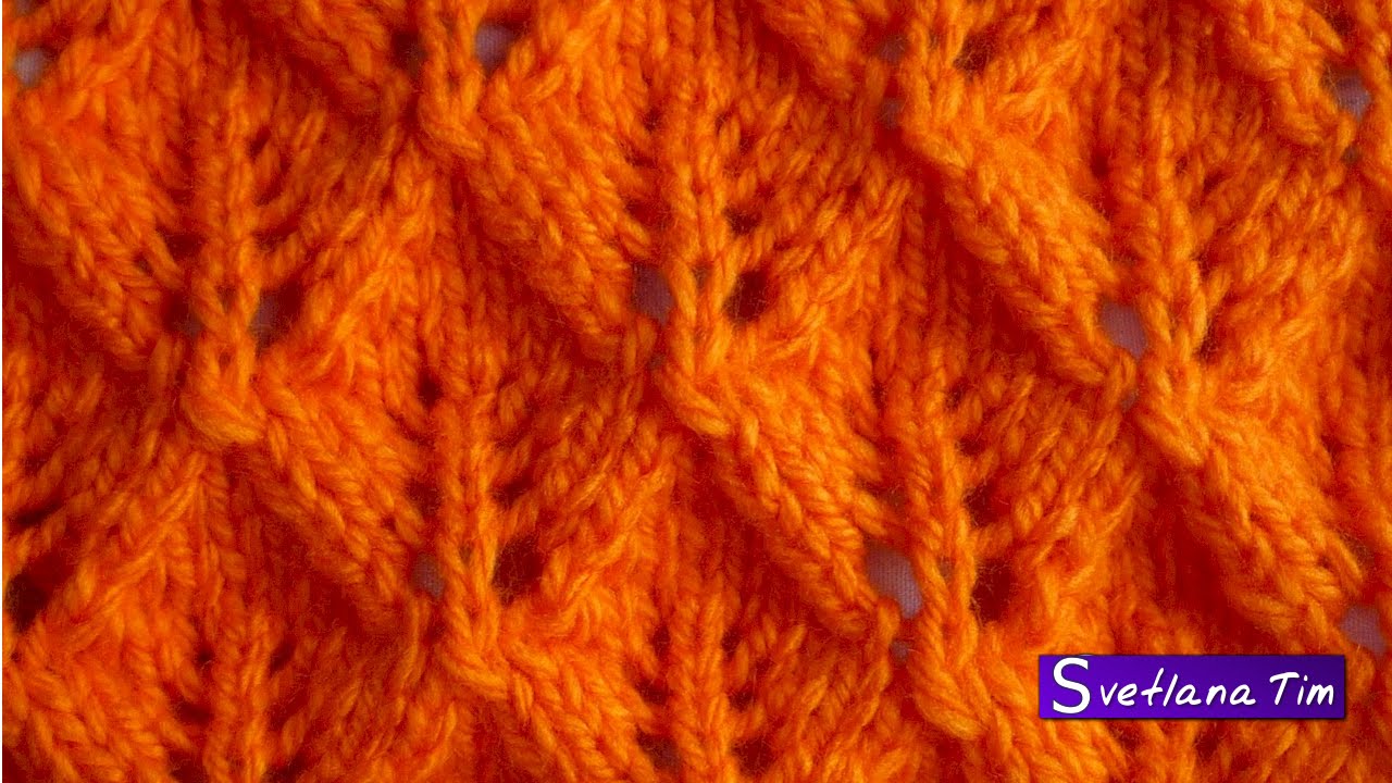 Красивый Ажурный Узор спицами - АЖУРНЫЕ РОМБЫ для вязания джемпера, кардигана. Вязание спицами № 9