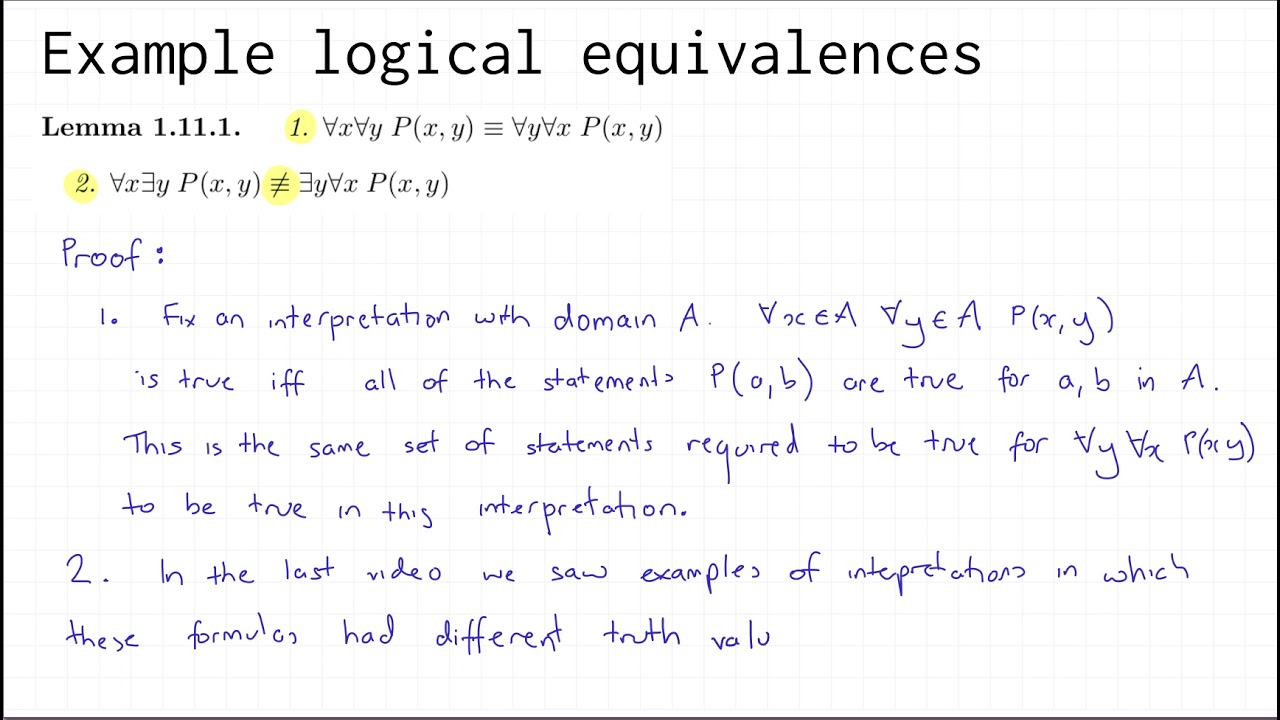 1.11 first order logical equivalences