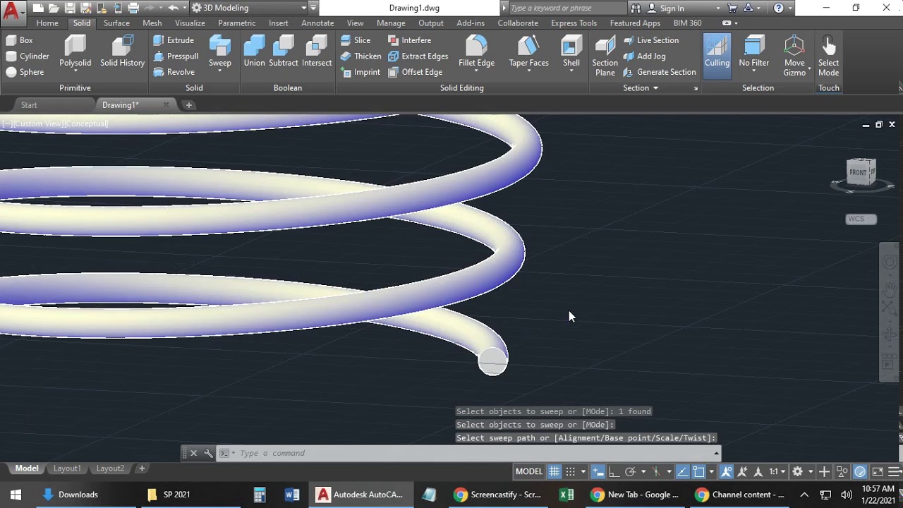 AutoCAD 3D - Sweep, Helix, Springs, Threads