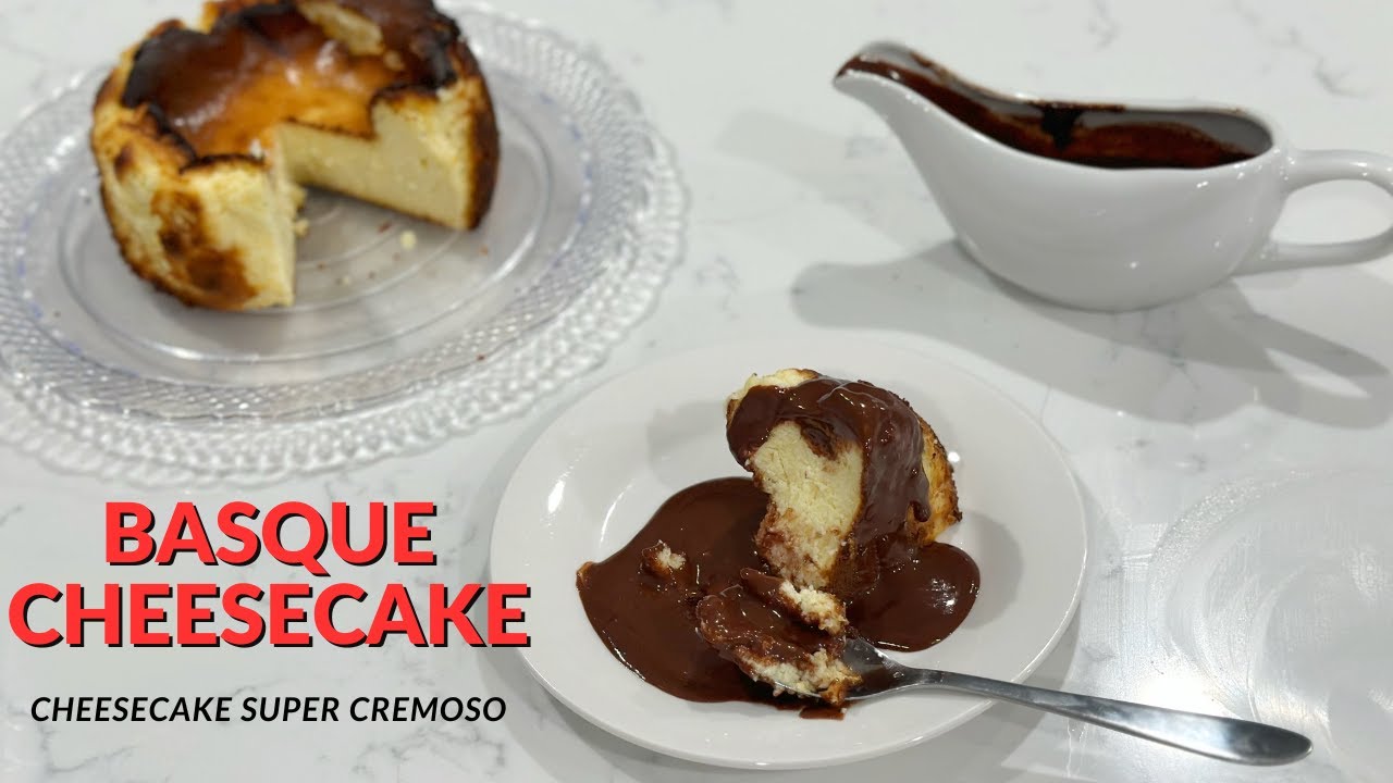 BASQUE CHEESECAKE - CHEESECAKE SUPER CREMOSO E PERFEITAMENTE "QUEIMADO" POR CIMA - GANACHE CHOCOLATE