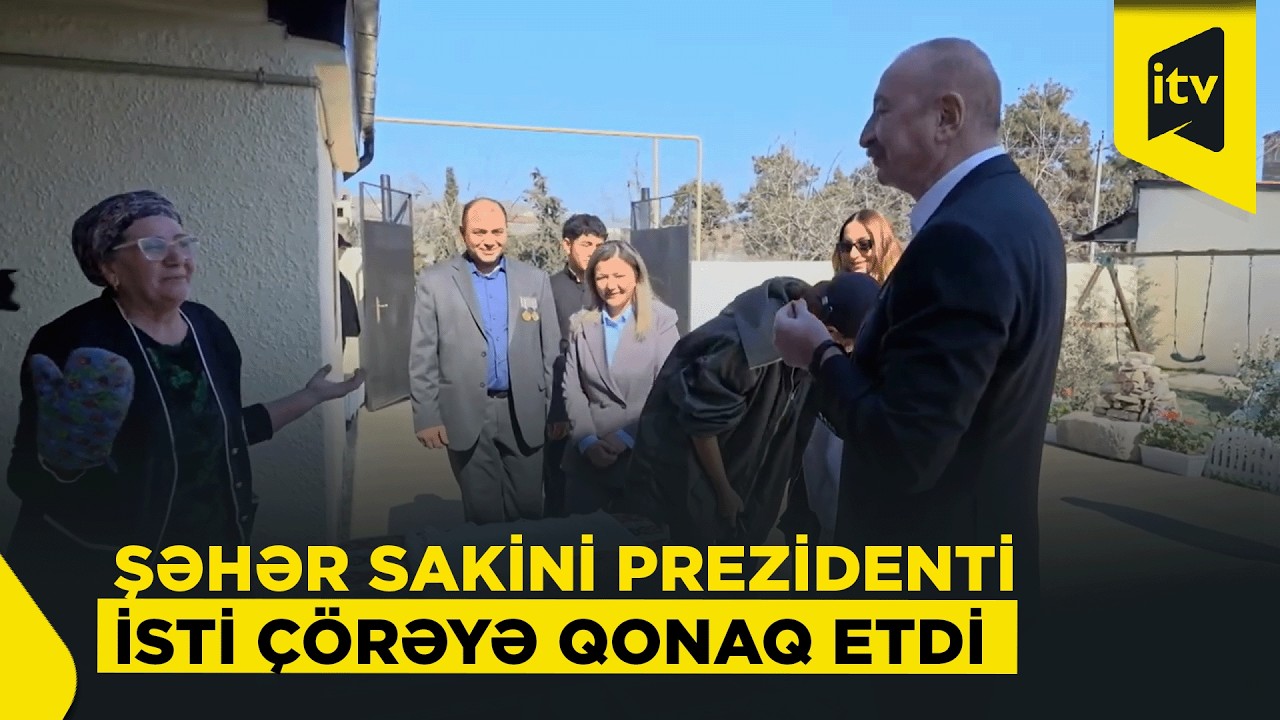Prezident İlham Əliyev Xocavəndə köçmüş hərbçinin evində qonaq olub