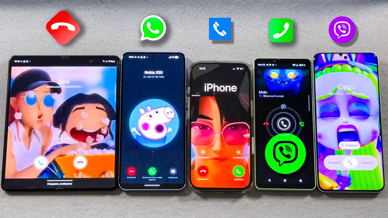 iPhone 16 Pr Vs Acr Phone Vs WhatsApp Vs Pixel 8P Vs Z Fold Vs Sony X10 Vs Xiaomi 14U incoming call