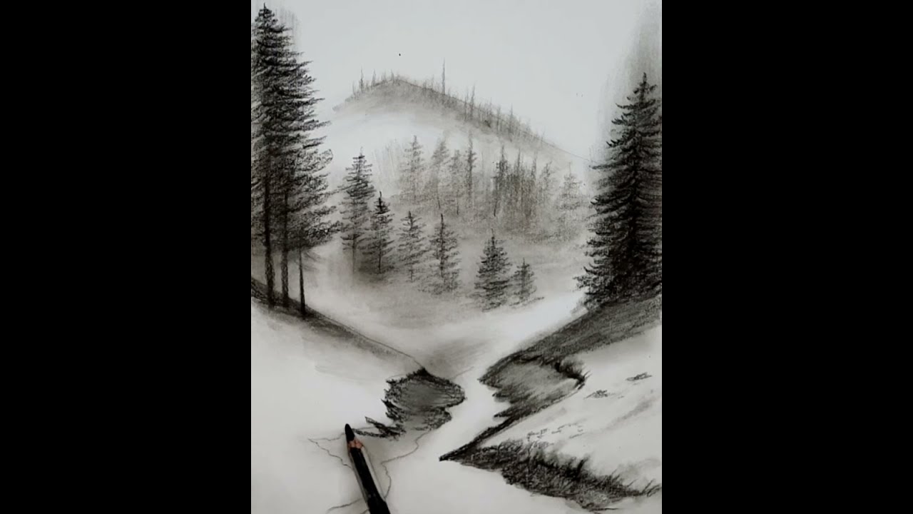 Pencil Drawing Scenery Step by Step | How to Draw Nature Landscape Scenery for Beginners 