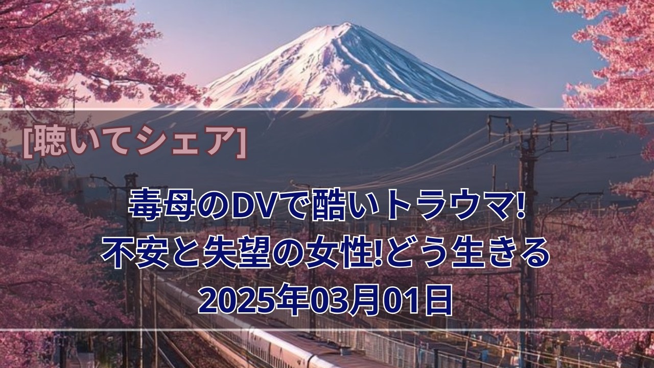 毒母のDVで酷いトラウマ!不安と失望の女性!どう生きる2025年03月01日
