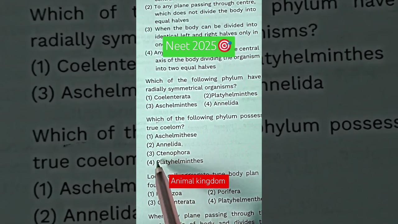 Neet 2025 | neet question | animal Kingdom question | neet animal Kingdom | #neet#biology#shorts