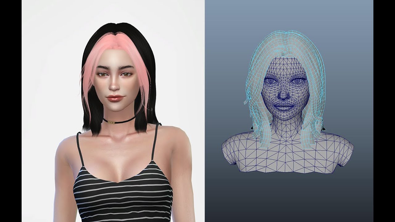 The Sims 4 Custom Content Hair Meshing