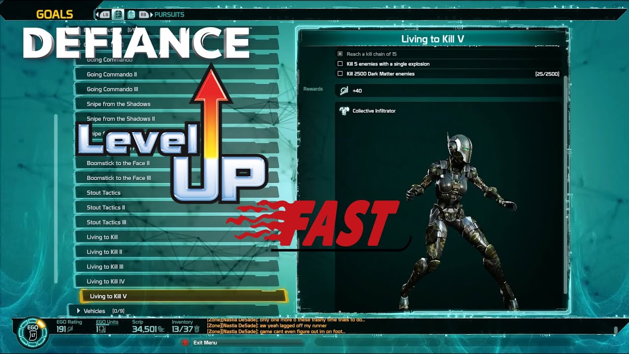DEFIANCE: FAST XP/EGO 2000+ every 2 1/2 minutes