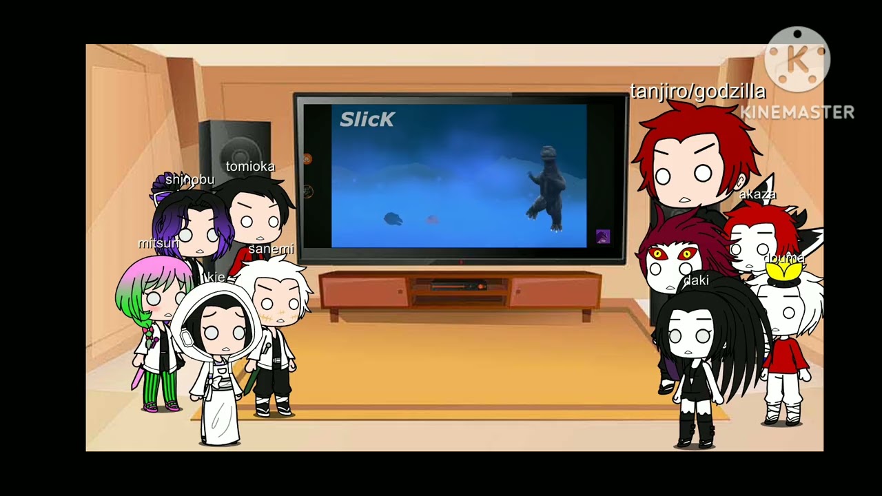 Hashira+kie and upper moons react tanjiro as godzilla battle royale