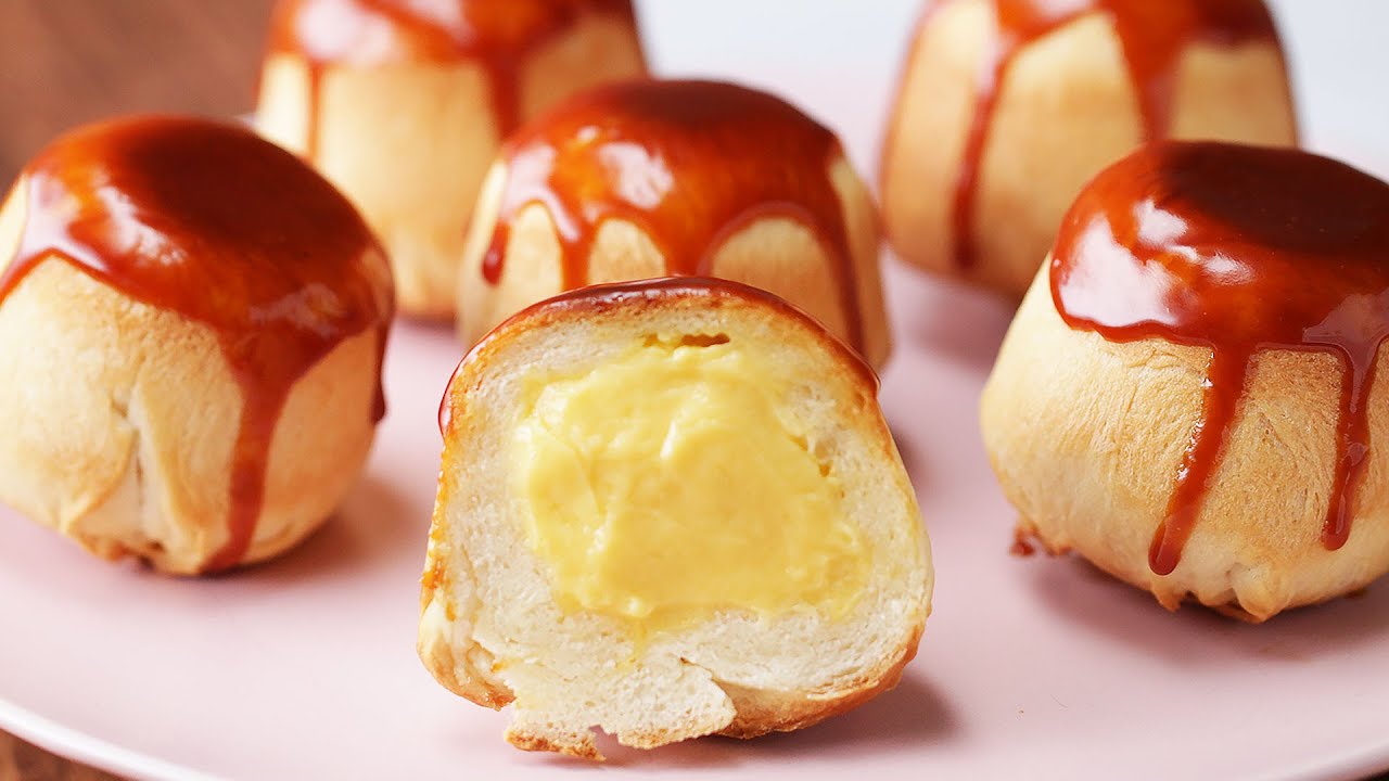 コロンと可愛い♪カスタードプリンパン