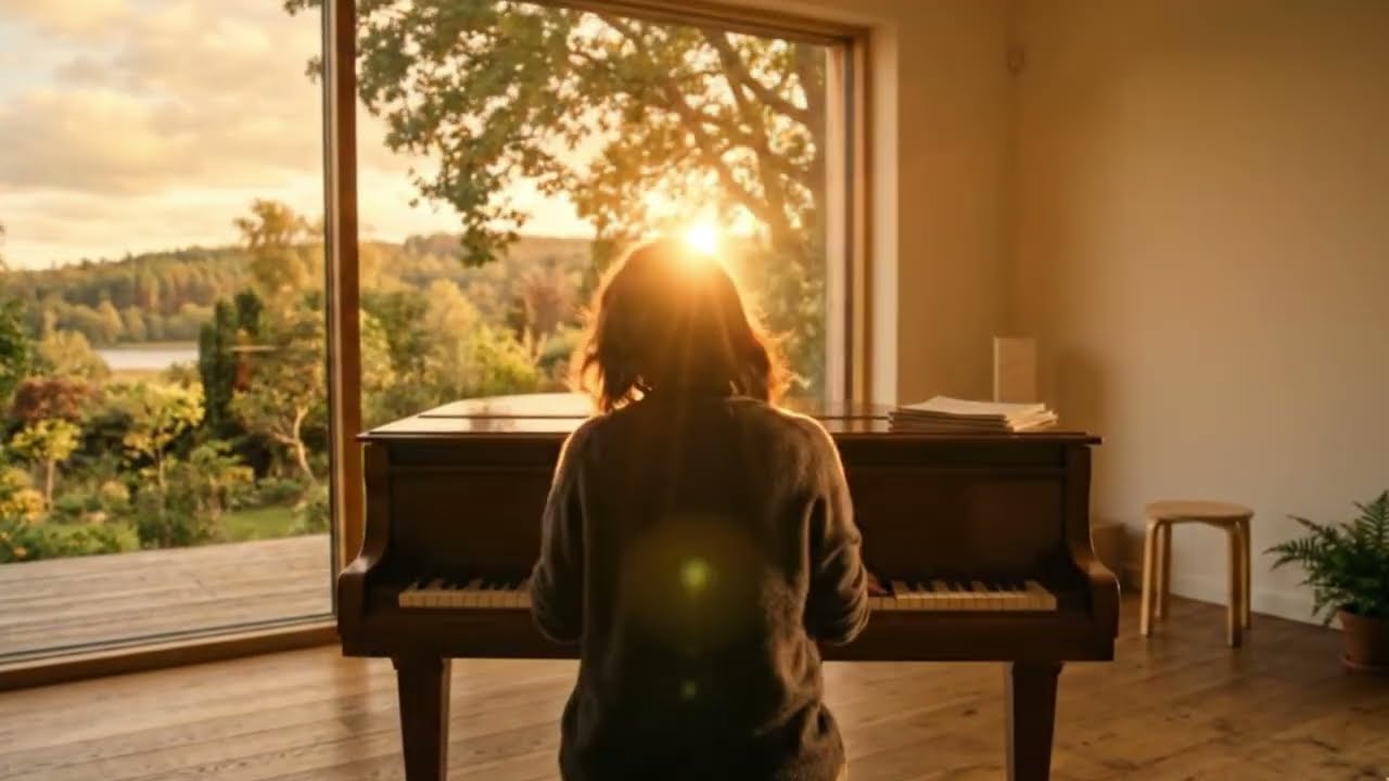 1 Hour Relaxing Piano by the Window | Calm Sunset View & Cozy Ambience