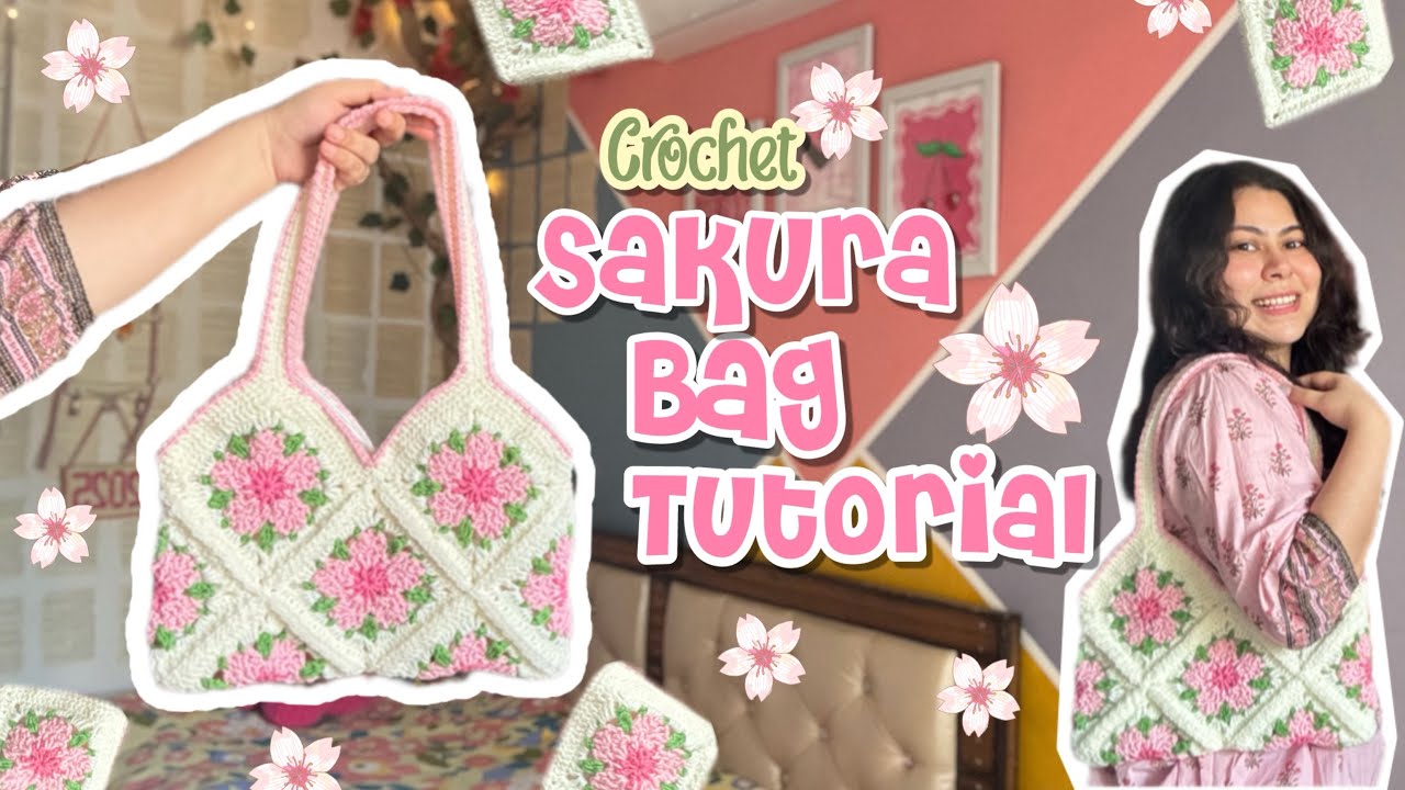 Crochet Sakura Bag Tutorial| easy| beginner friendly| hindi| eng sub| crochet bag| cute bag tutorial