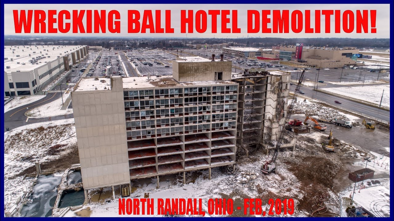 WRECKING BALL HOTEL DEMOLITION - NORTH RANDALL, OHIO