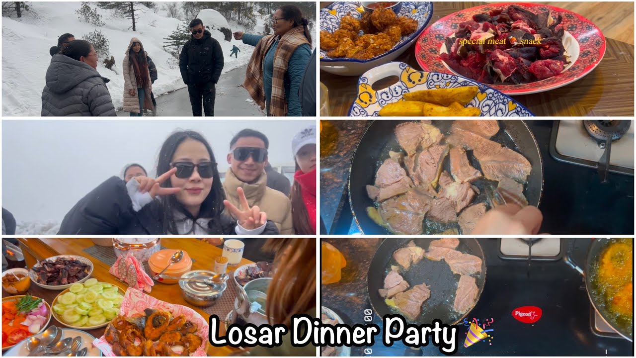 Losar Dinner Party At Ambom House | Food Vlog ~| Snowfall In Lachung | Family Time