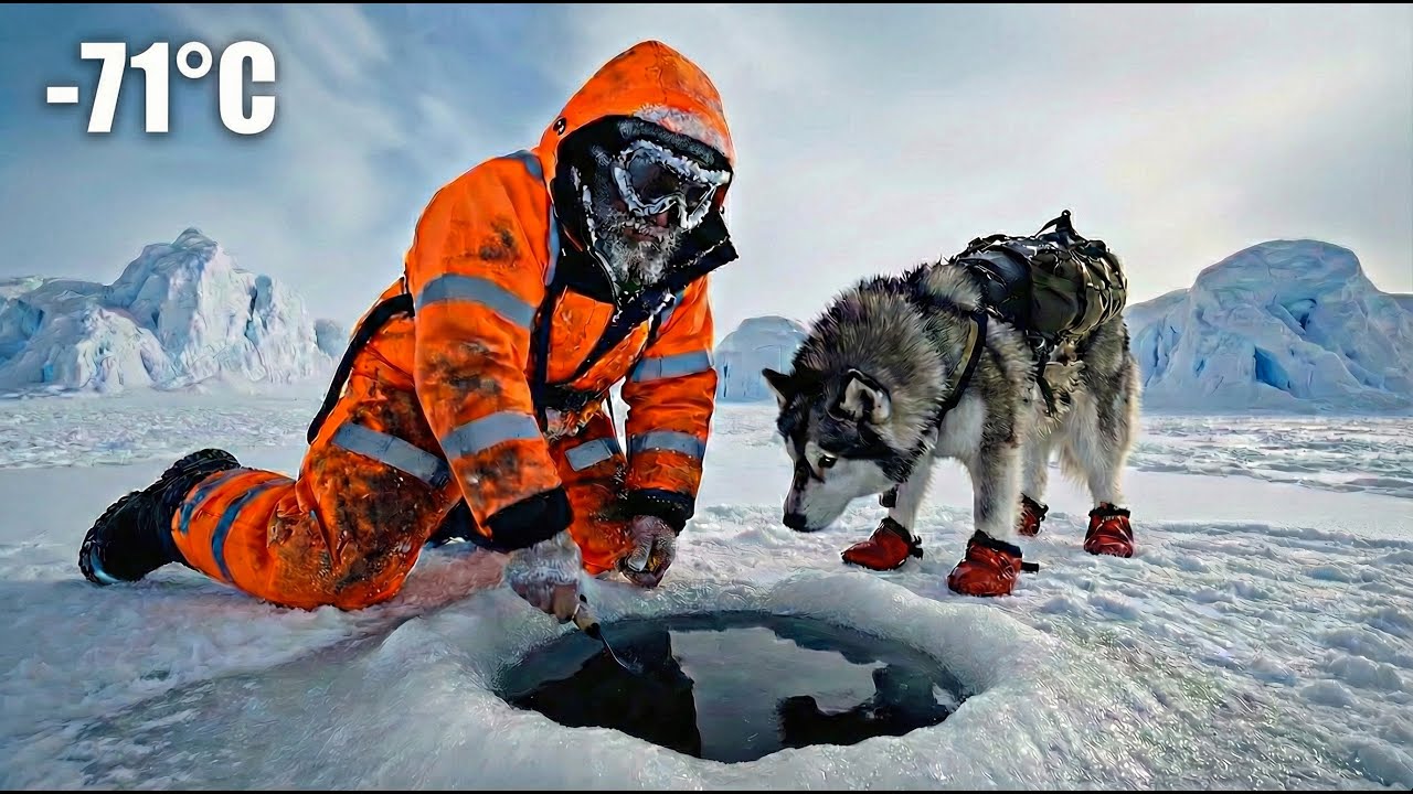 Surviving at -71°C | A 70 years old man with his dog building a camp in the world’s coldest place
