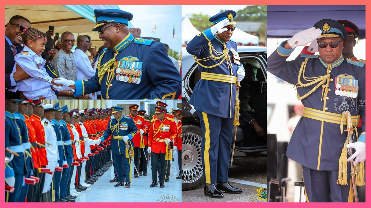 All eyes on him 👀🇬🇭 President John Dramani Mahama arrives at the Ghana Military Academy graduatio