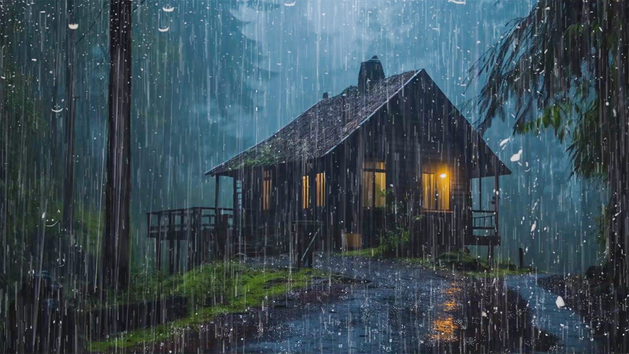 Rain Sounds for Sleeping – Drift into Deep Sleep with Heavy Rain & Thunder on Roof