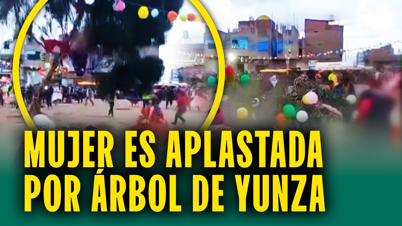 Mujer quedó aplastada tras caída de árbol de yunza: Así se cayó en pleno festejo