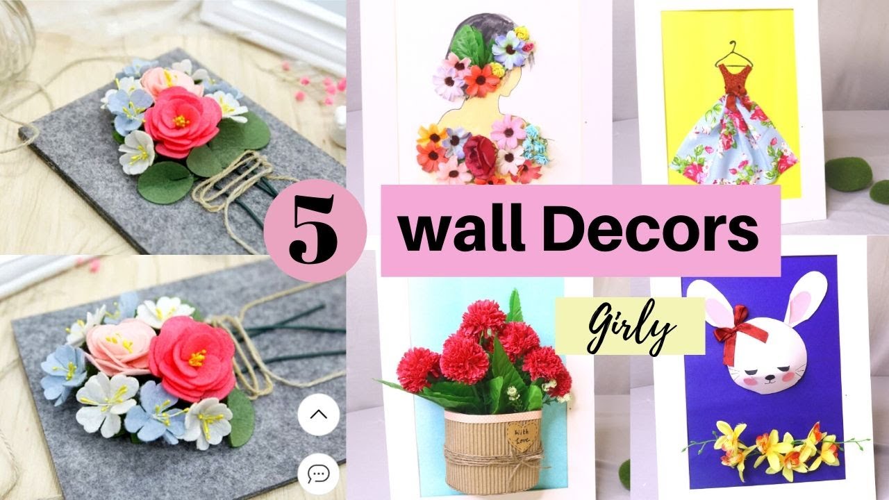 5 Wall Decor Craft Ideas / Easy Girly Wall Decor From Waste Materials