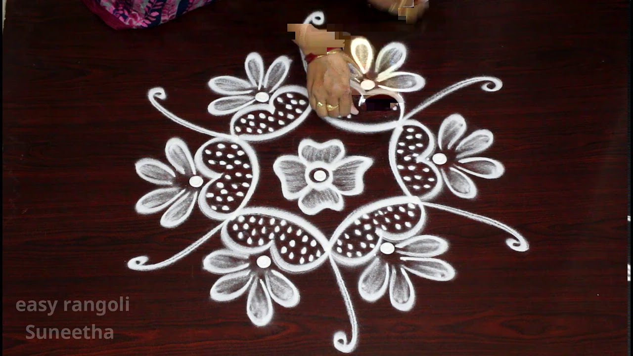 3 Dots Beginners rangoli kolam designs by easy rangoli Suneetha || How to draw simple muggulu