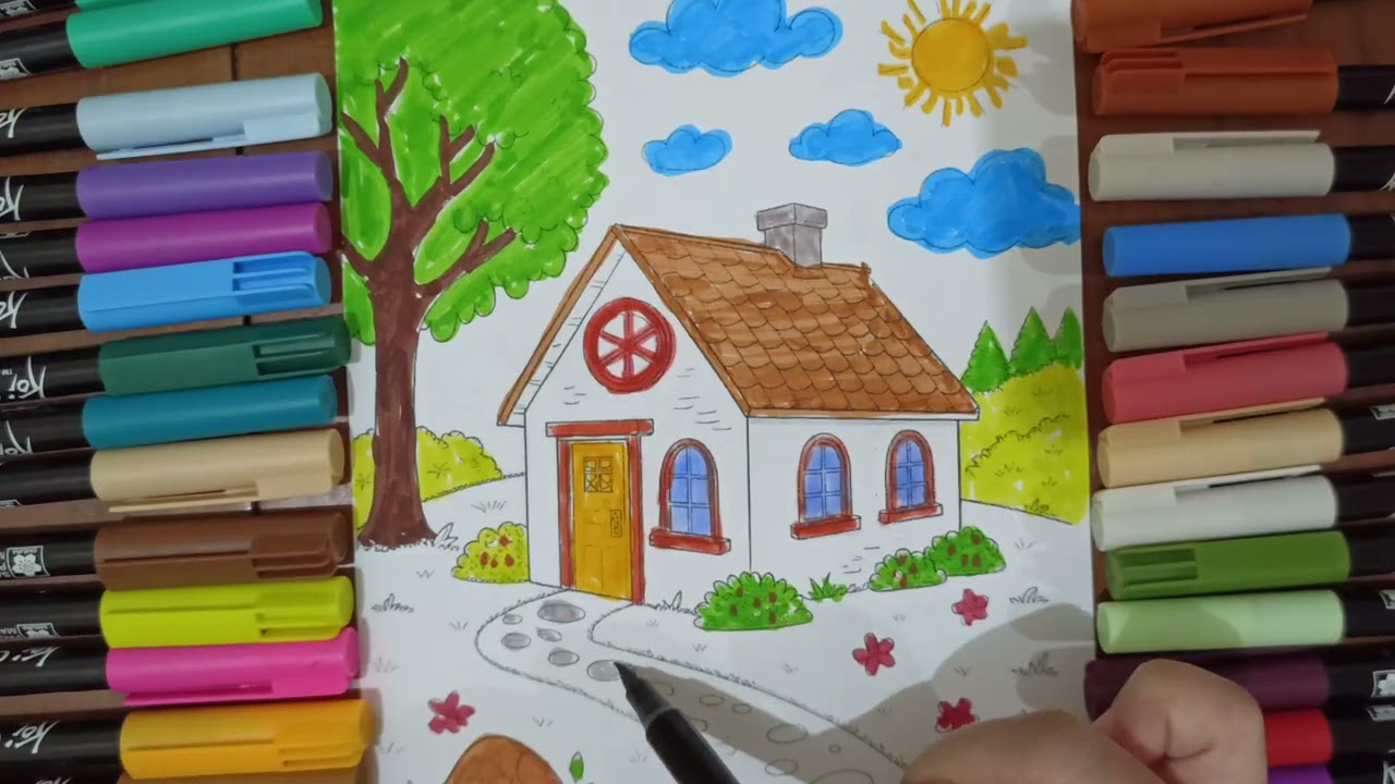 LET'S COLORING HOUSE IN GARDEN | PAINTING HOUSE #satisfying #forkids #fun
