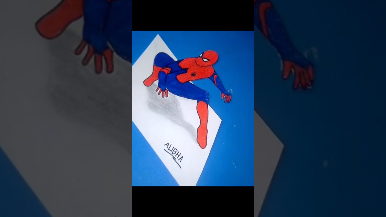 menggambar Spiderman 3d,gambar mudah,belajar gambar #short #3dimensi