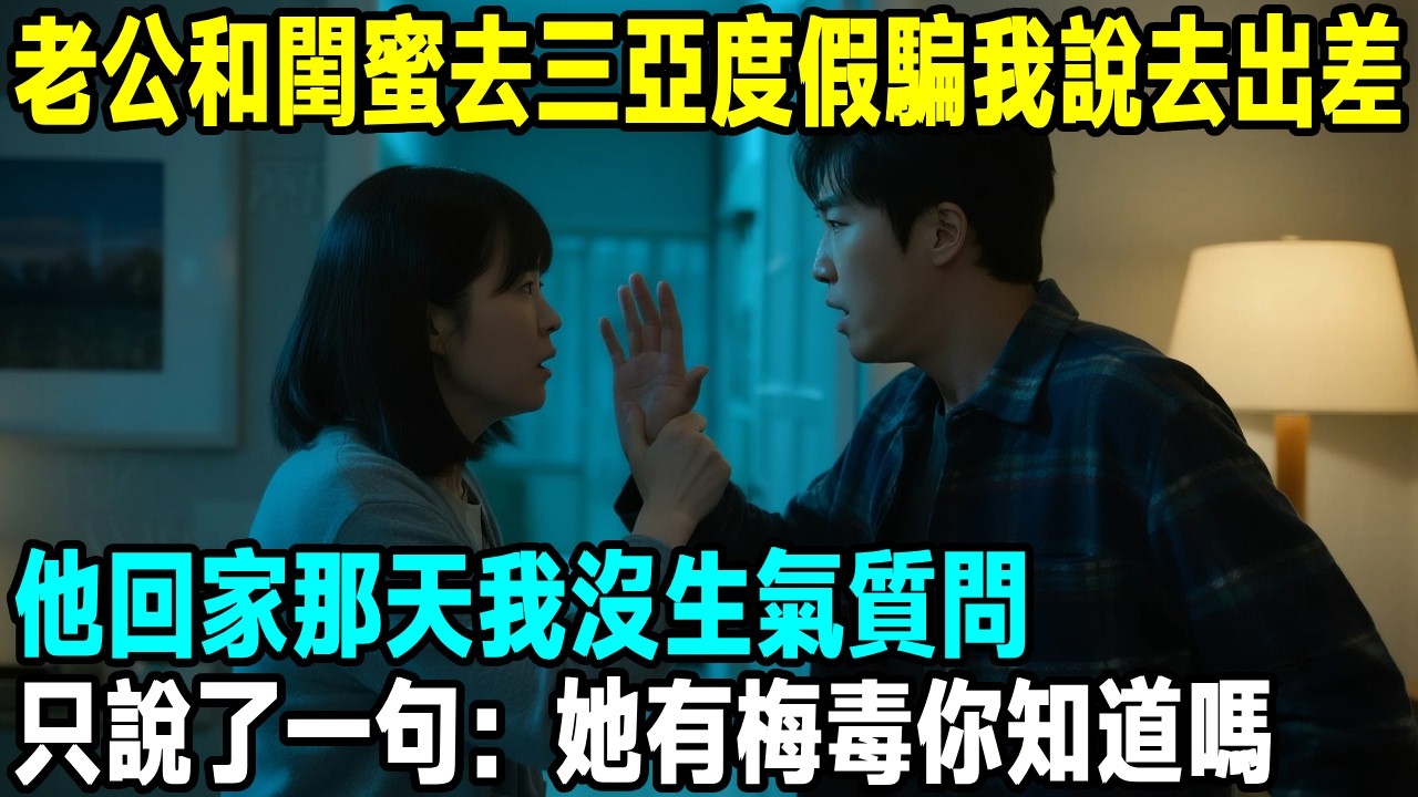老公和閨蜜去三亞度假騙我說去出差，他回家那天我沒生氣質問，只說了一句：她有梅毒你知道嗎？【晚間故事】