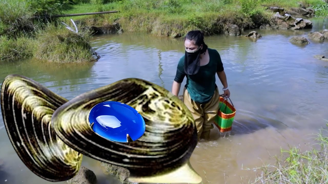 Looking at the huge clam shell, one can imagine how many pearls she has