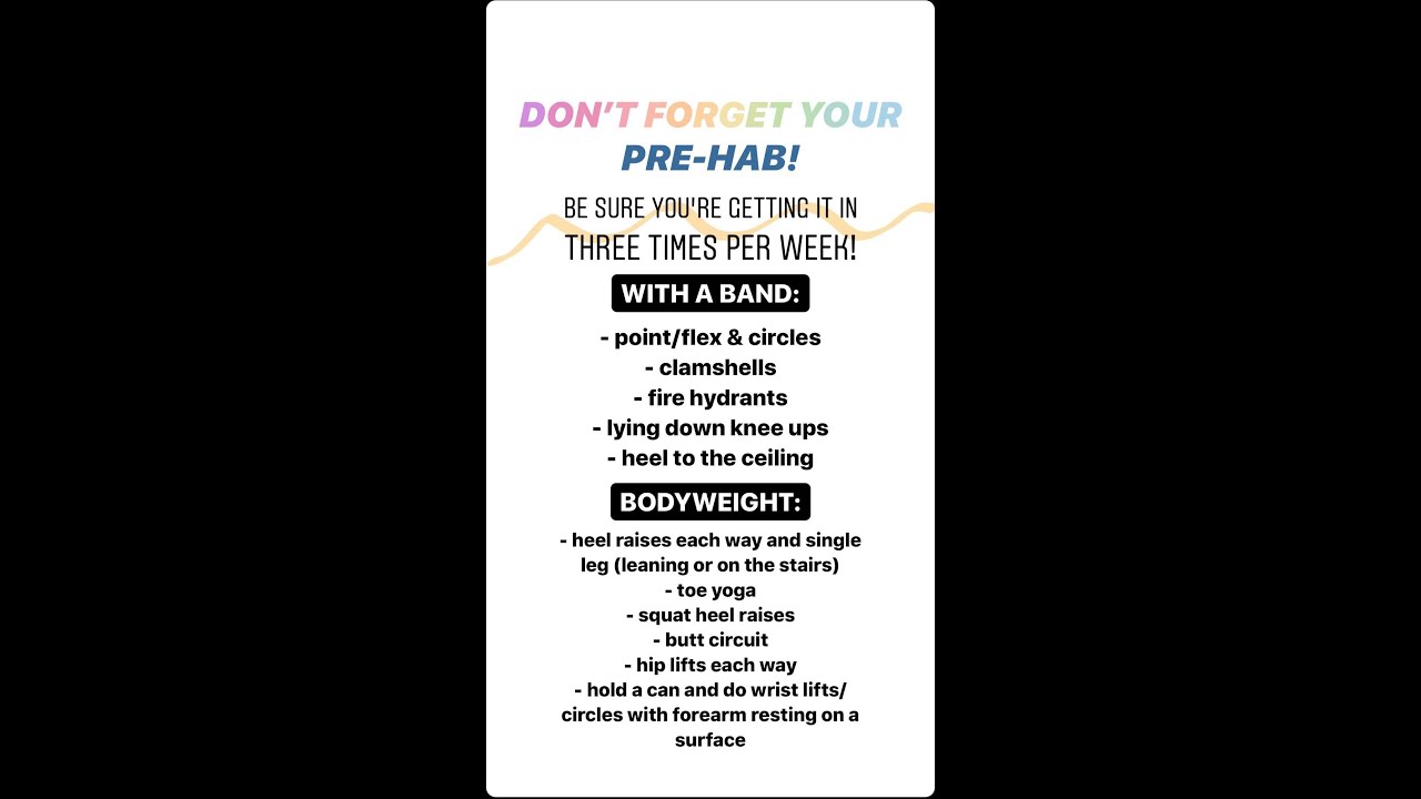 Katie's Prehab List #quaranteam