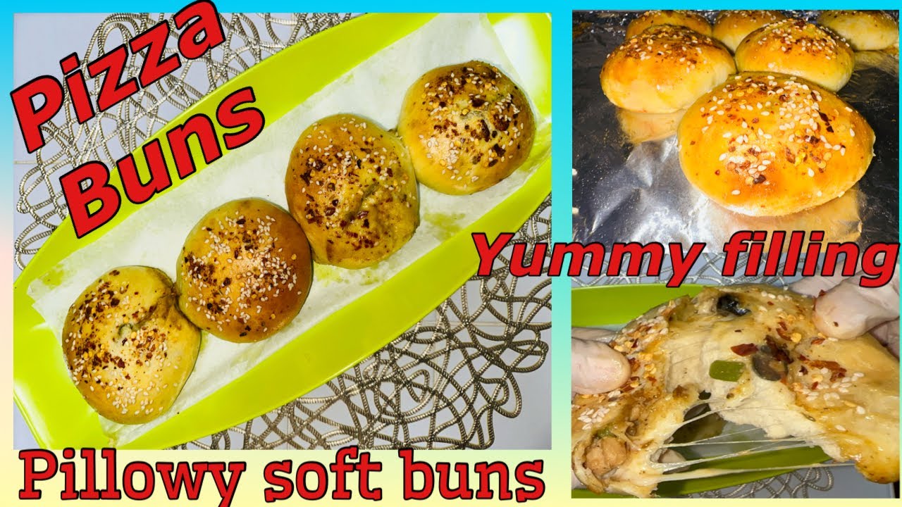 PILLOWY SOFT BUNS RECIPE WITH YUMMY FILLING | PIZZA BUNS RECIPE