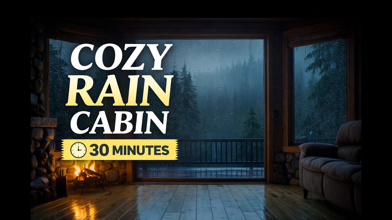 Cozy Rain Cabin 🌧️🔥 | 30 Minutes of Deep Calm, Relaxation & Sleep