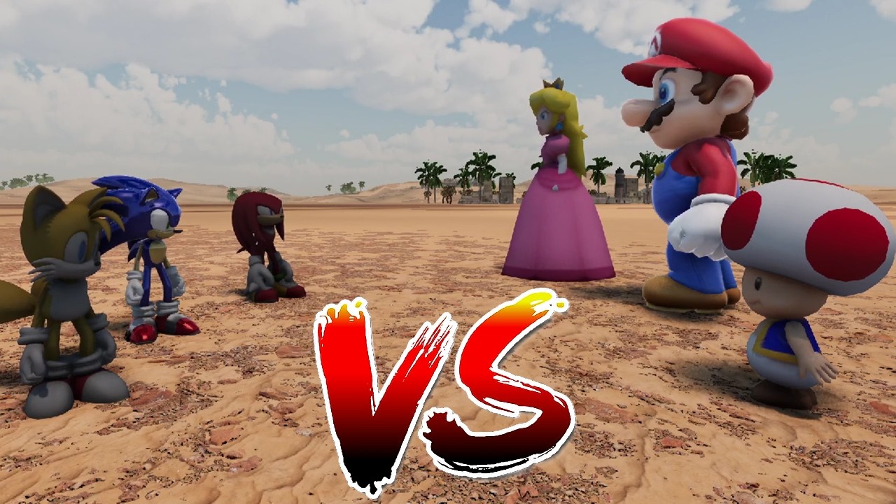 SONIC, KNUCKLES & TAILS vs MARIO, TOAD & PEACH (Mini Battle) in Ultimate Epic Battle Simulator 2
