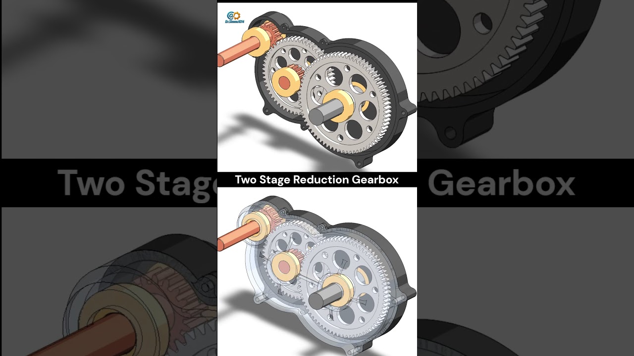 Two stage reduction Gearbox📌#gear #gears #gearbox #3d #solidworks  #mechanism @Er_Simmu1014