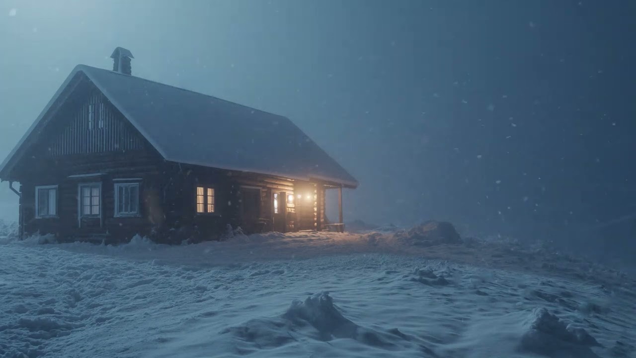 Frosty Wind Sound for Sleeping at a Lonely Log Cabin┇Howling Blizzard Sounds & Loud Blowing Snow
